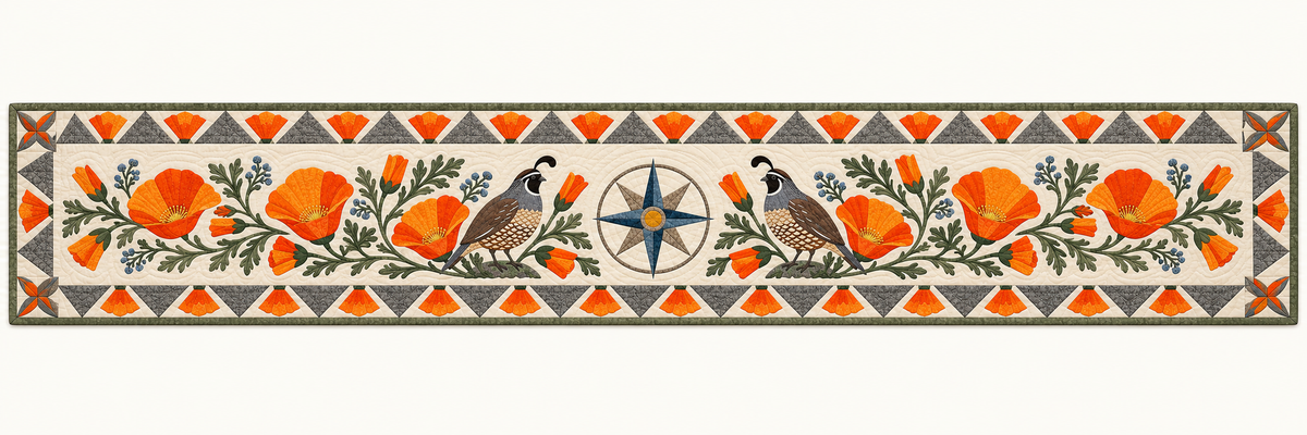 California Poppy Garden Quilted Table Runner — Runner Design
