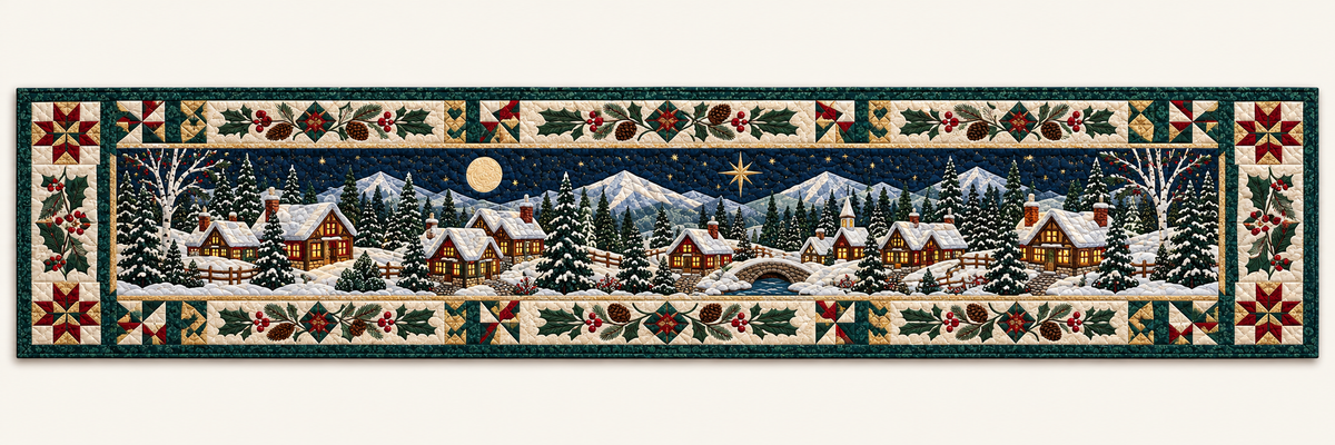 Christmas Village Glow Quilted Table Runner — Runner Design