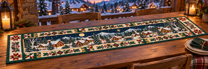 Christmas Village Glow Quilted Table Runner — Outdoor