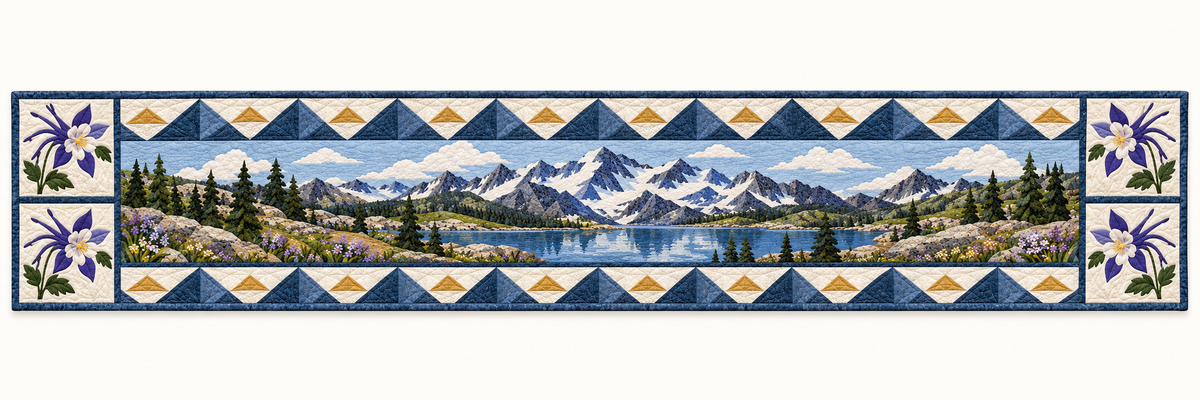 Colorado Alpine Columbine Quilted Table Runner — Runner Design