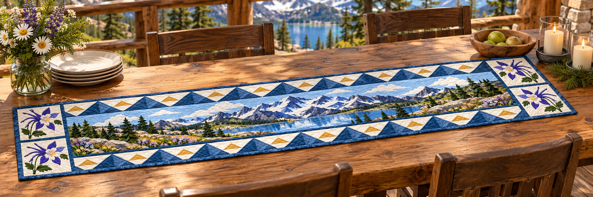 Colorado Alpine Columbine Quilted Table Runner — Outdoor