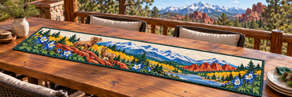 Colorado Columbine And Bighorn Quilted Table Runner — Outdoor