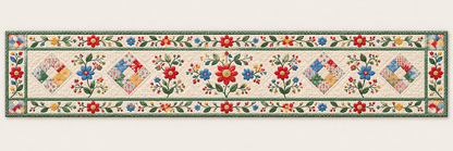 Cottage Flowers And Pastel Diamonds Quilted Table Runner — Runner Design