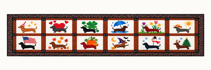 Dachshund Through the Seasons Quilted Table Runner — Runner Design