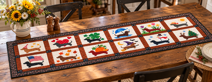 Dachshund Through the Seasons Quilted Table Runner — Indoor