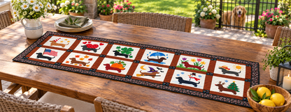 Dachshund Through the Seasons Quilted Table Runner — Outdoor