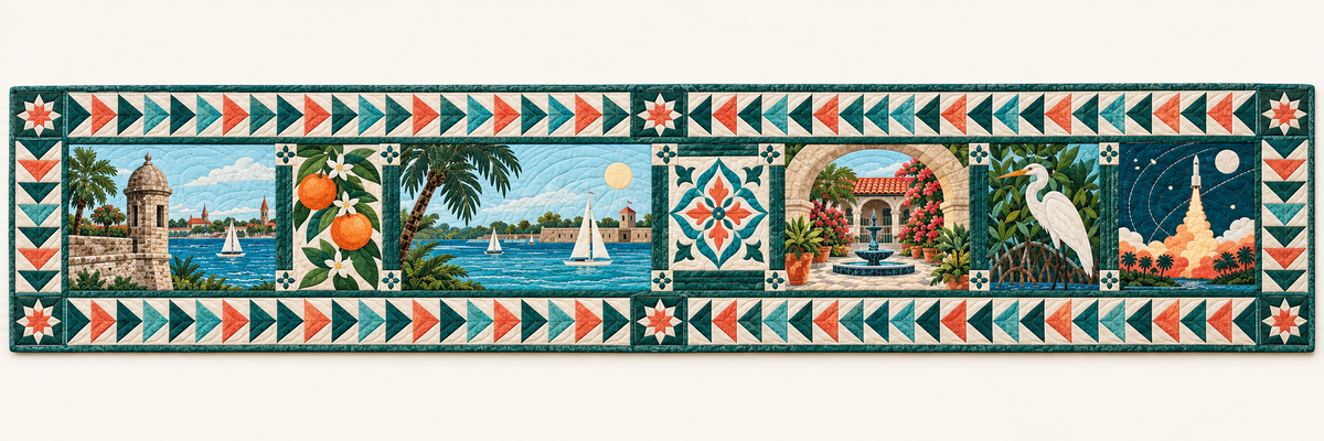 Florida Coastal Orbits Quilted Table Runner — Runner Design