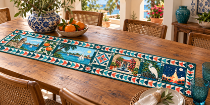 Florida Coastal Orbits Quilted Table Runner — Indoor