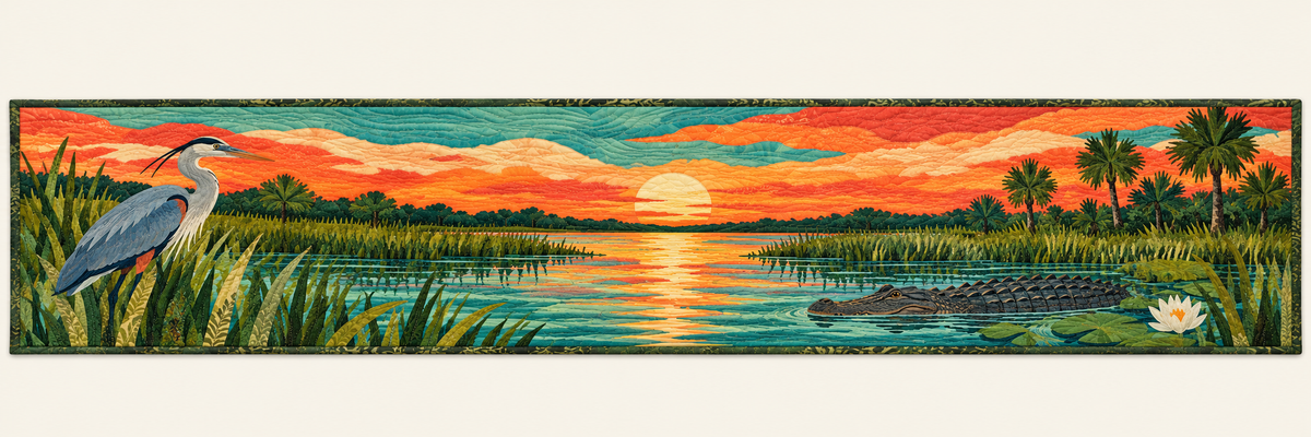 Florida Everglades Evening Quilted Table Runner — Runner Design