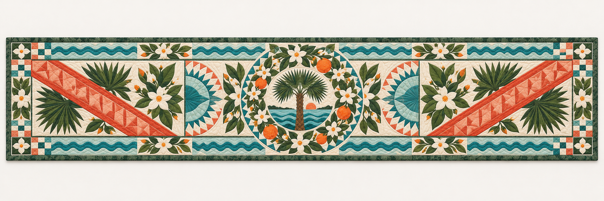 Florida Orange Blossom Tide Quilted Table Runner — Runner Design
