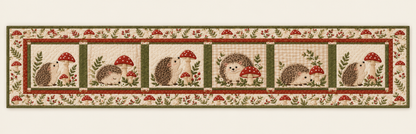 Hedgehog Mushroom Village Quilted Table Runner — Runner Design