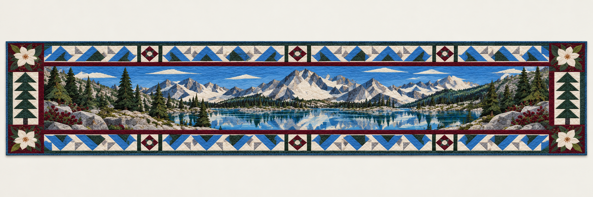 Idaho Sawtooth Lake Mosaic Quilted Table Runner — Runner Design