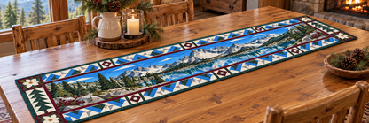 Idaho Sawtooth Lake Mosaic Quilted Table Runner — Indoor