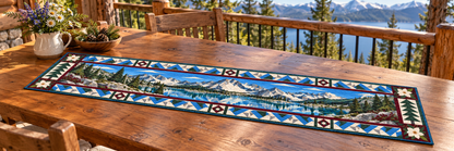 Idaho Sawtooth Lake Mosaic Quilted Table Runner — Outdoor