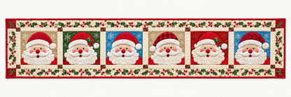 Jolly Santa Portraits Quilted Table Runner — Runner Design