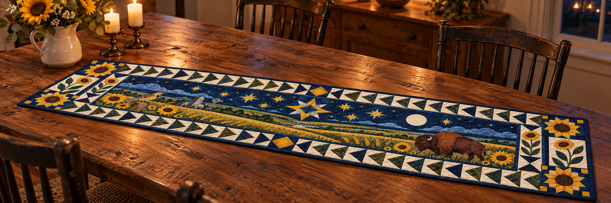 Kansas Night Garden Quilted Table Runner — Indoor
