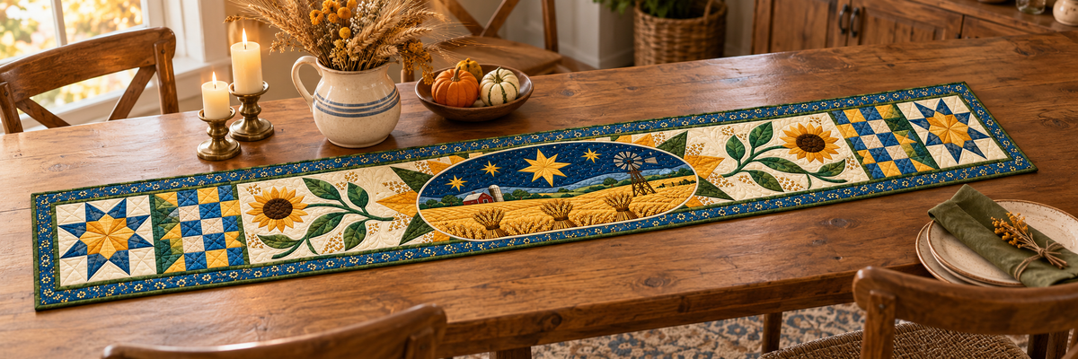 Kansas To The Stars Quilted Table Runner — Indoor