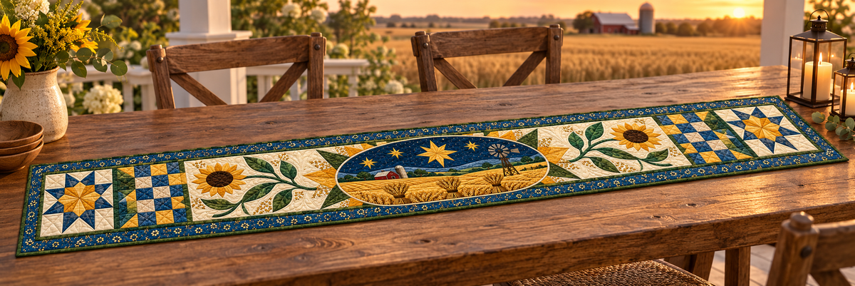 Kansas To The Stars Quilted Table Runner — Outdoor