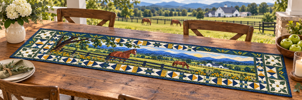 Kentucky Bluegrass Morning Quilted Table Runner — Outdoor