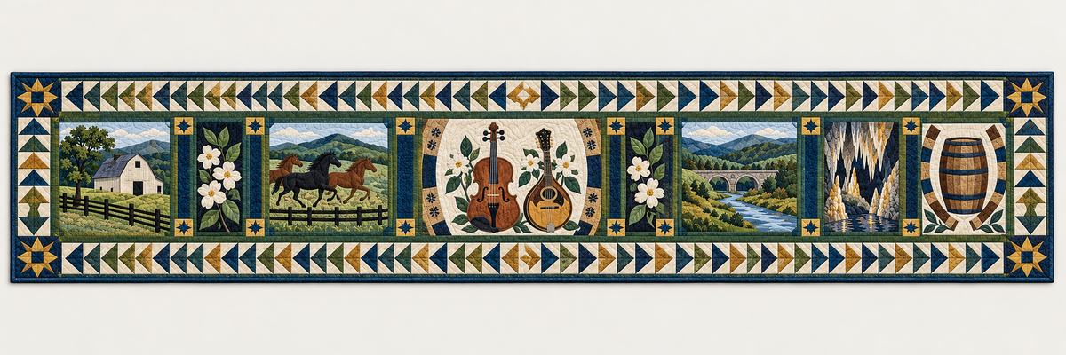 Kentucky Strings And Staves Quilted Table Runner — Runner Design