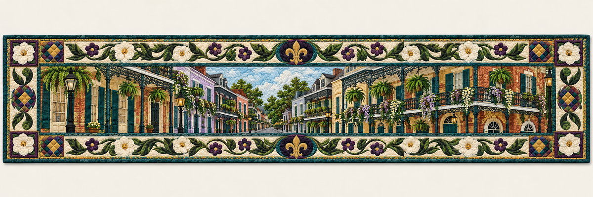 Louisiana Balcony Of Blooms Quilted Table Runner — Runner Design