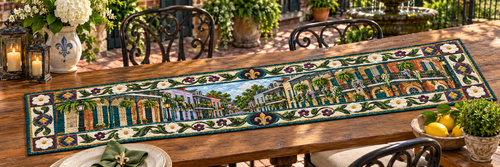 Louisiana Balcony Of Blooms Quilted Table Runner — Outdoor