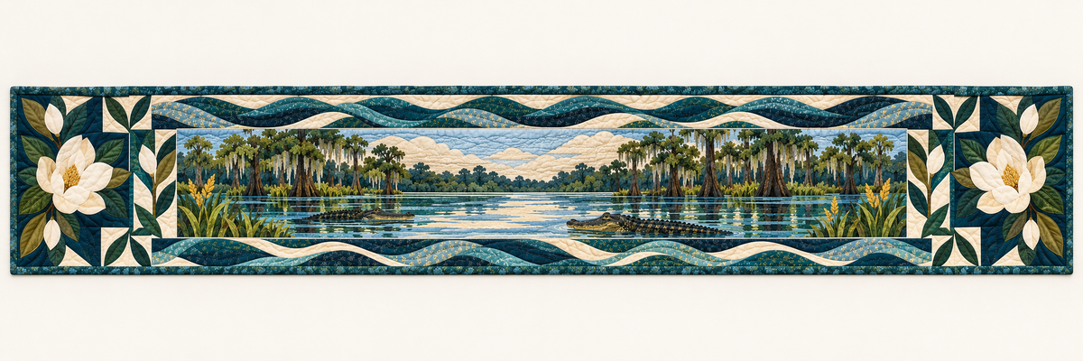 Louisiana Bayou Magnolia Quilted Table Runner — Runner Design