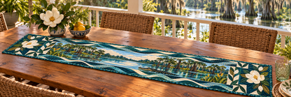 Louisiana Bayou Magnolia Quilted Table Runner — Outdoor