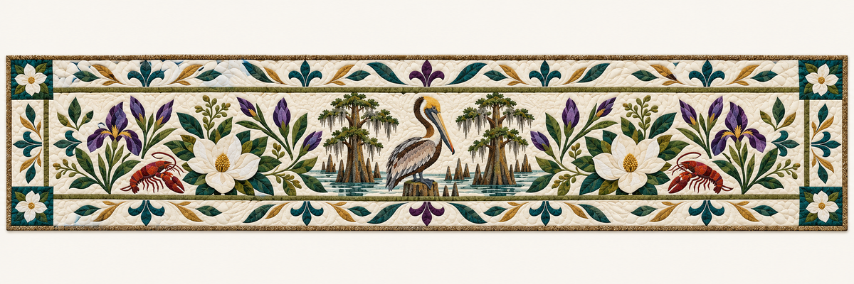 Louisiana Magnolia Pelican Quilted Table Runner — Runner Design