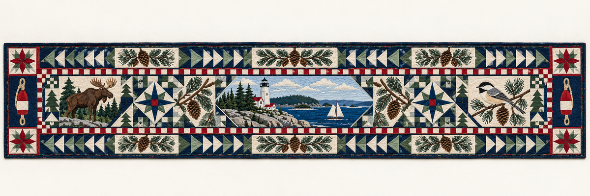 Maine Celebration In Cloth Quilted Table Runner — Runner Design