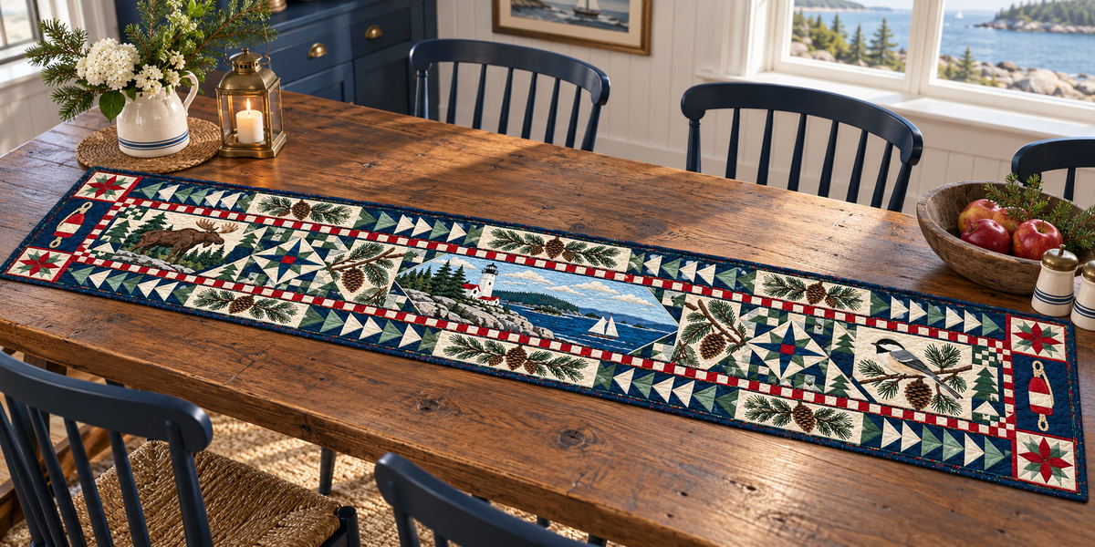 Maine Celebration In Cloth Quilted Table Runner — Indoor