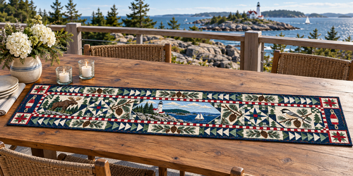 Maine Celebration In Cloth Quilted Table Runner — Outdoor