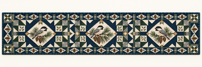 Maine Chickadee Pine Hearth Quilted Table Runner — Runner Design