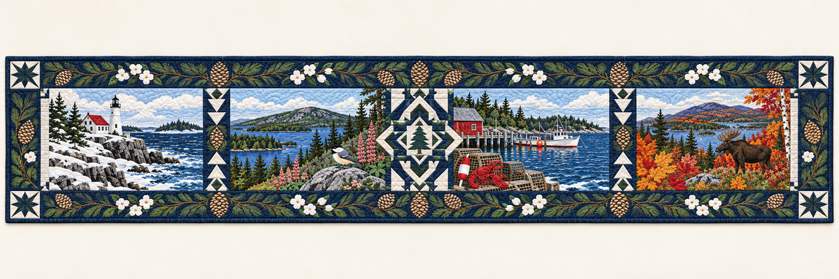 Maine Four Seasons Quilted Table Runner — Runner Design