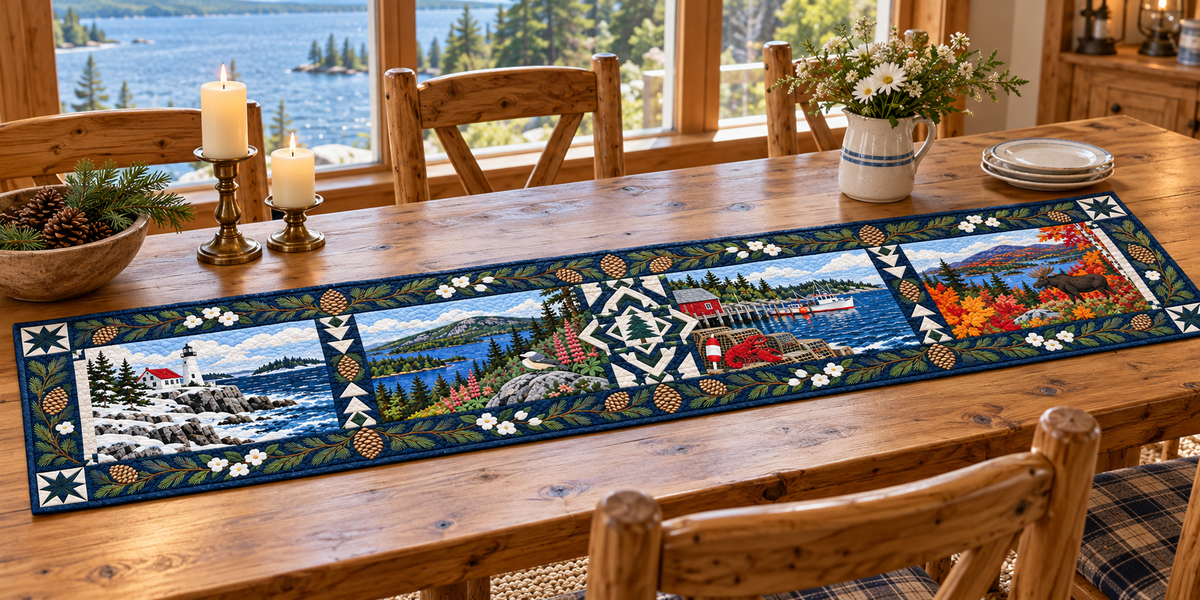 Maine Four Seasons Quilted Table Runner — Indoor