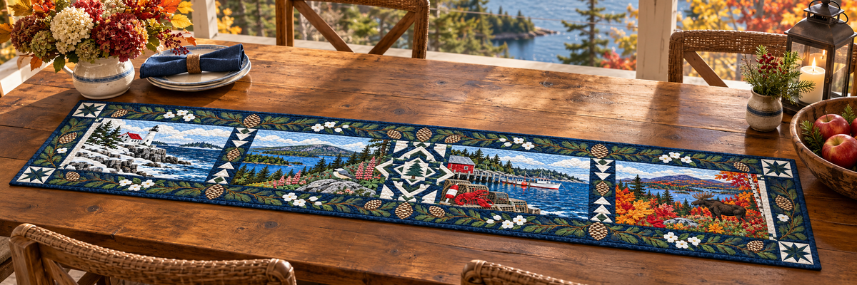 Maine Four Seasons Quilted Table Runner — Outdoor