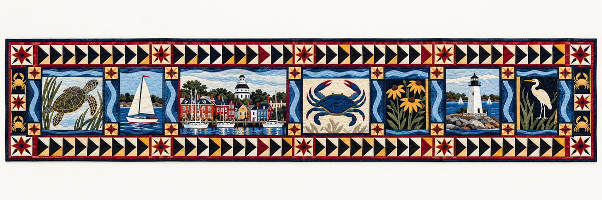 Maryland Harbor Craft Quilted Table Runner — Runner Design