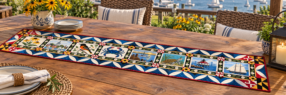 Maryland Heritage Album Quilted Table Runner — Outdoor