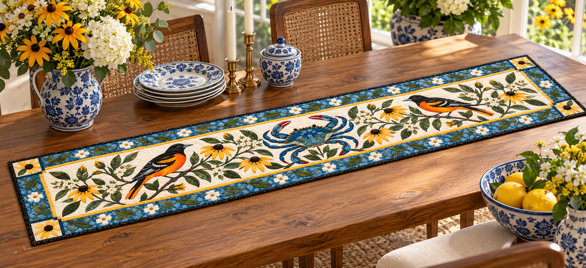 Maryland Oriole And Susans Quilted Table Runner — Indoor