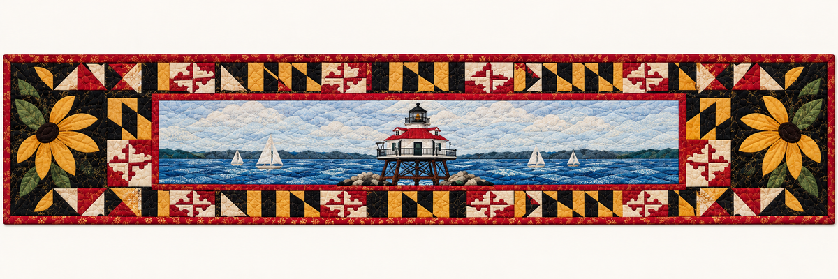 Maryland Thomas Point Beacon Quilted Table Runner — Runner Design
