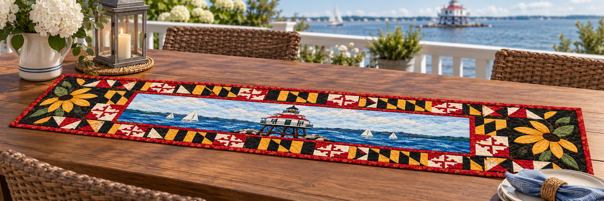 Maryland Thomas Point Beacon Quilted Table Runner — Outdoor