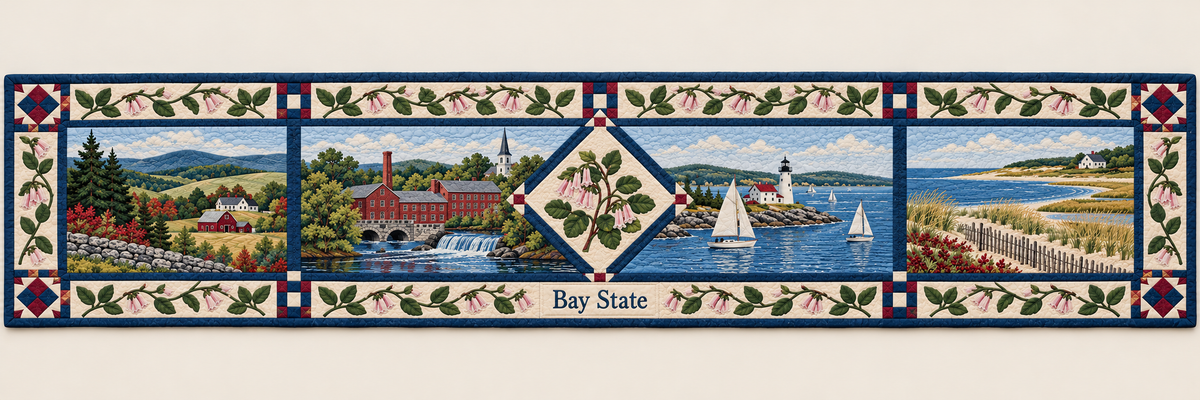 Massachusetts Bay State Sampler Quilted Table Runner — Runner Design