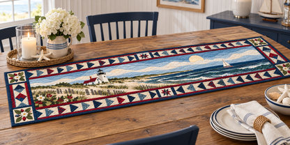 Massachusetts Cape Light And Dunes Quilted Table Runner — Indoor