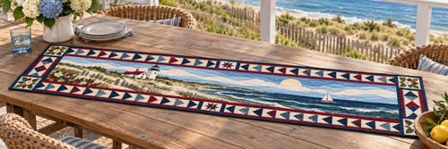 Massachusetts Cape Light And Dunes Quilted Table Runner — Outdoor