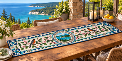 Michigan Apple Blossom Peninsula Quilted Table Runner — Outdoor