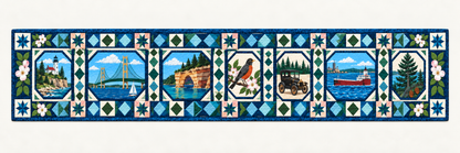 Michigan Landmark Windows Quilted Table Runner — Runner Design