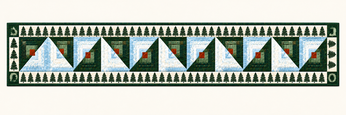 Michigan White Pine Log Cabin Quilted Table Runner — Runner Design