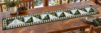 Michigan White Pine Log Cabin Quilted Table Runner — Outdoor