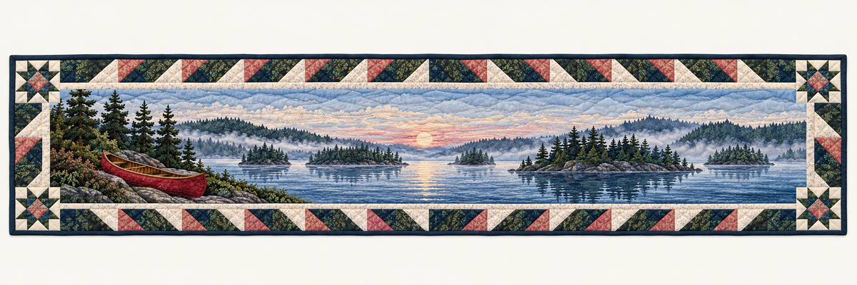 Minnesota Boundary Waters Quiet Quilted Table Runner — Runner Design