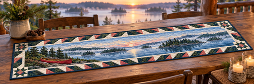 Minnesota Boundary Waters Quiet Quilted Table Runner — Outdoor